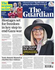 The Guardian front page for 13 October 2025