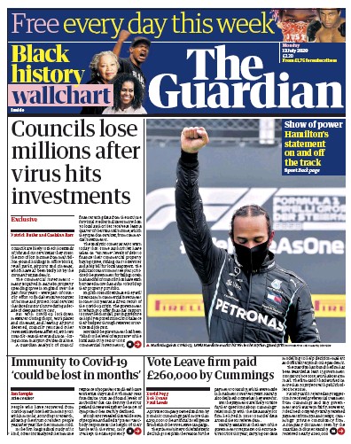 The Guardian Newspaper Front Page (UK) for 13 July 2020