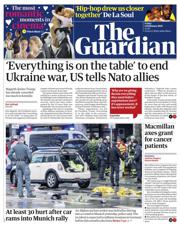 The Guardian front page for 14 February 2025