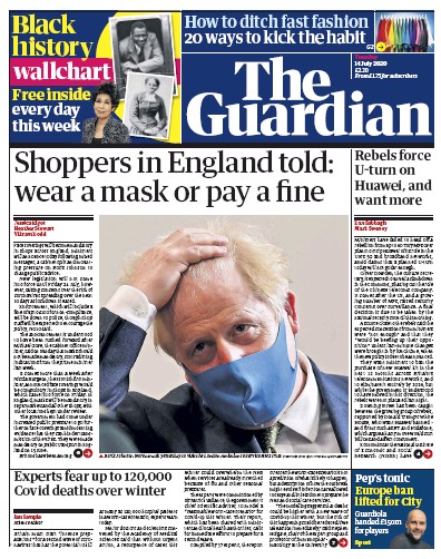 The Guardian Newspaper Front Page (UK) for 14 July 2020