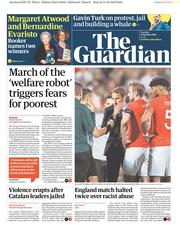 The Guardian (UK) Newspaper Front Page for 15 October 2019