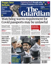 The Guardian (UK) Newspaper Front Page for 15 April 2021