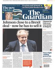 The Guardian (UK) Newspaper Front Page for 16 October 2019