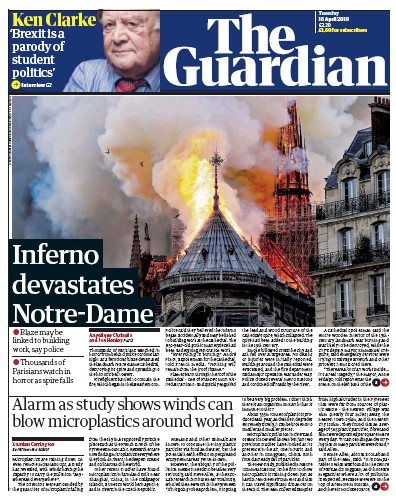 The Guardian Newspaper Front Page (UK) for 16 April 2019