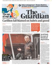 The Guardian (UK) Newspaper Front Page for 16 May 2018