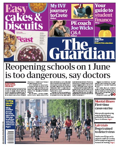 The Guardian Newspaper Front Page (UK) for 16 May 2020