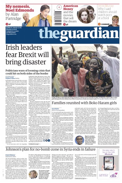 The Guardian Newspaper Front Page (UK) for 17 October 2016