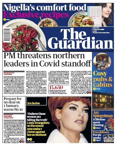 The Guardian Newspaper Front Page (UK) for 17 October 2020