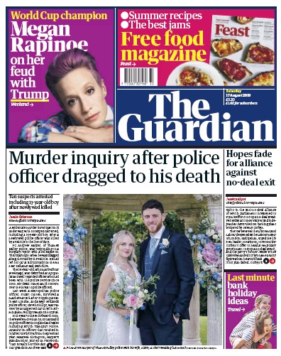 The Guardian Newspaper Front Page (UK) for 17 August 2019