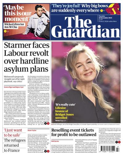 The Guardian Newspaper Front Page (UK) for 18 November 2025