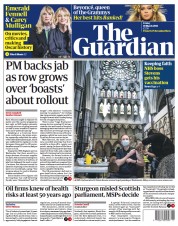 The Guardian (UK) Newspaper Front Page for 19 March 2021