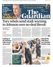 The Guardian (UK) Newspaper Front Page for 19 July 2019