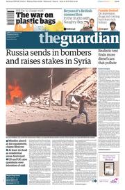 The Guardian (UK) Newspaper Front Page for 1 October 2015