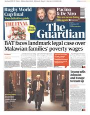 The Guardian (UK) Newspaper Front Page for 1 November 2019