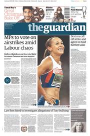 The Guardian (UK) Newspaper Front Page for 1 December 2015