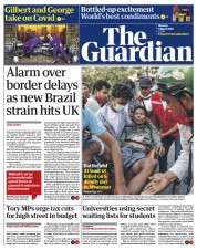 The Guardian (UK) Newspaper Front Page for 1 March 2021