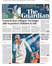 The Guardian (UK) Newspaper Front Page for 1 August 2018