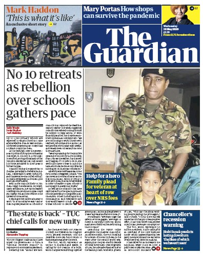 The Guardian Newspaper Front Page (UK) for 20 May 2020