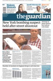 The Guardian (UK) Newspaper Front Page for 20 September 2016