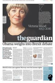 The Guardian (UK) Newspaper Front Page for 21 April 2016