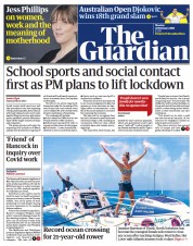 The Guardian (UK) Newspaper Front Page for 22 February 2021