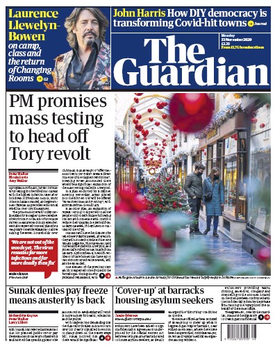 The Guardian Newspaper Front Page (UK) for 23 November 2020