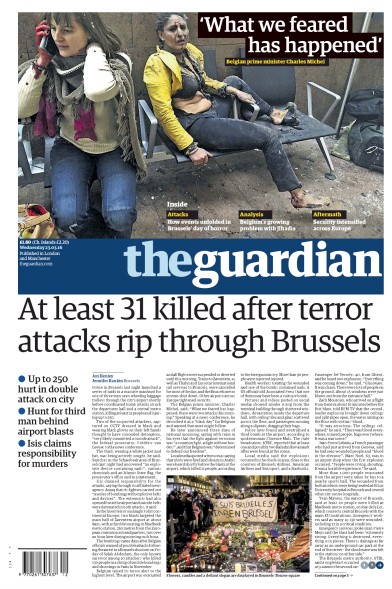 The Guardian Newspaper Front Page (UK) for 23 March 2016