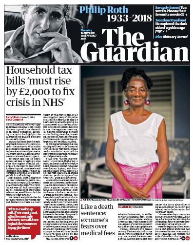 The Guardian Newspaper Front Page (UK) for 24 May 2018