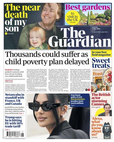 The Guardian Newspaper Front Page (UK) for 24 May 2025