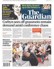 The Guardian (UK) Newspaper Front Page for 24 September 2019