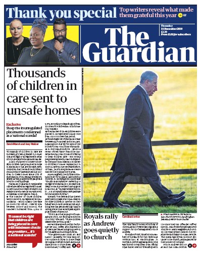 The Guardian Newspaper Front Page (UK) for 26 December 2019