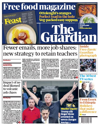 The Guardian Newspaper Front Page (UK) for 26 January 2019