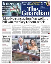 The Guardian front page for 27 June 2025