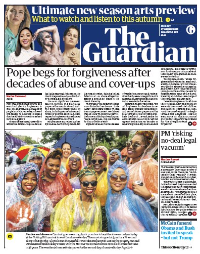 The Guardian Newspaper Front Page (UK) for 27 August 2018