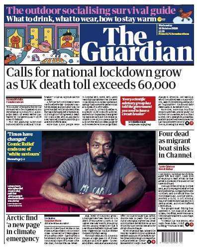 The Guardian Newspaper Front Page (UK) for 28 October 2020