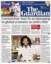 The Guardian (UK) Newspaper Front Page for 28 February 2020