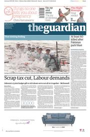 The Guardian (UK) Newspaper Front Page for 28 March 2016