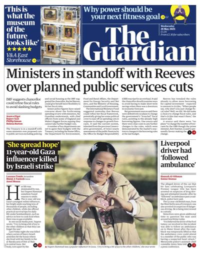 The Guardian Newspaper Front Page (UK) for 28 May 2025