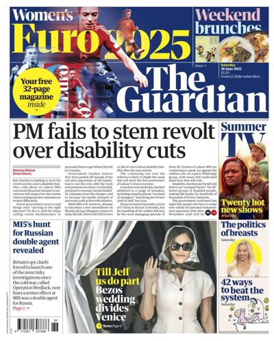 The Guardian Newspaper Front Page (UK) for 28 June 2025