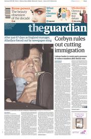 The Guardian (UK) Newspaper Front Page for 28 September 2016