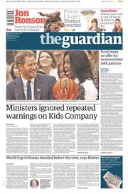 The Guardian (UK) Newspaper Front Page for 29 October 2015