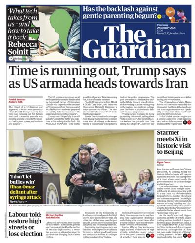 The Guardian Newspaper Front Page (UK) for 29 January 2026