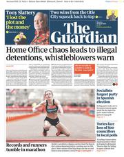 The Guardian (UK) Newspaper Front Page for 29 April 2019