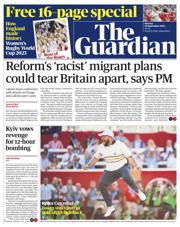 The Guardian front page for 29 September 2025