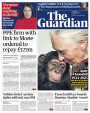 The Guardian front page for 2 October 2025