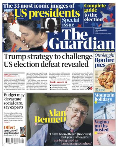 The Guardian Newspaper Front Page (UK) for 2 November 2024