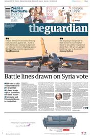 The Guardian (UK) Newspaper Front Page for 2 December 2015