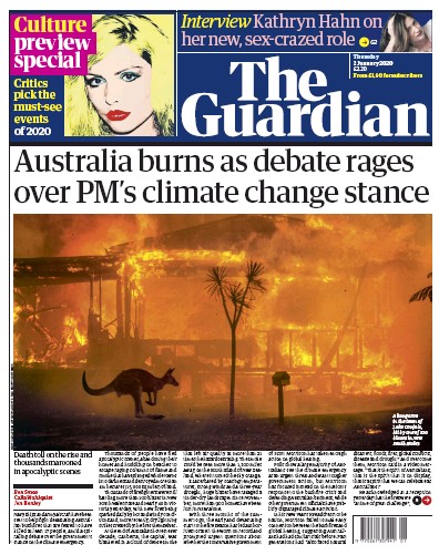 The Guardian Newspaper Front Page (UK) for 2 January 2020