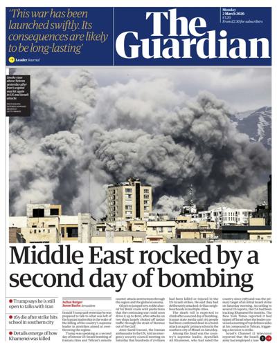 The Guardian Newspaper Front Page (UK) for 2 March 2026