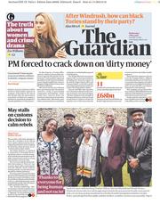 The Guardian (UK) Newspaper Front Page for 2 May 2018